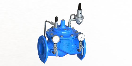 GGG50材質 フランジ接続 ウォータープレッシャーレデューシングバルブ、ステンレス鋼304パイロットP200、配水ネットワーク用