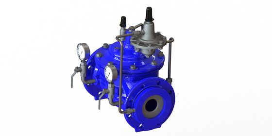 PN16 柔らかい鉄流量制御バルブ 高圧耐性とブルーRAL5005 0~80°Fのアプリケーションのための仕上げ